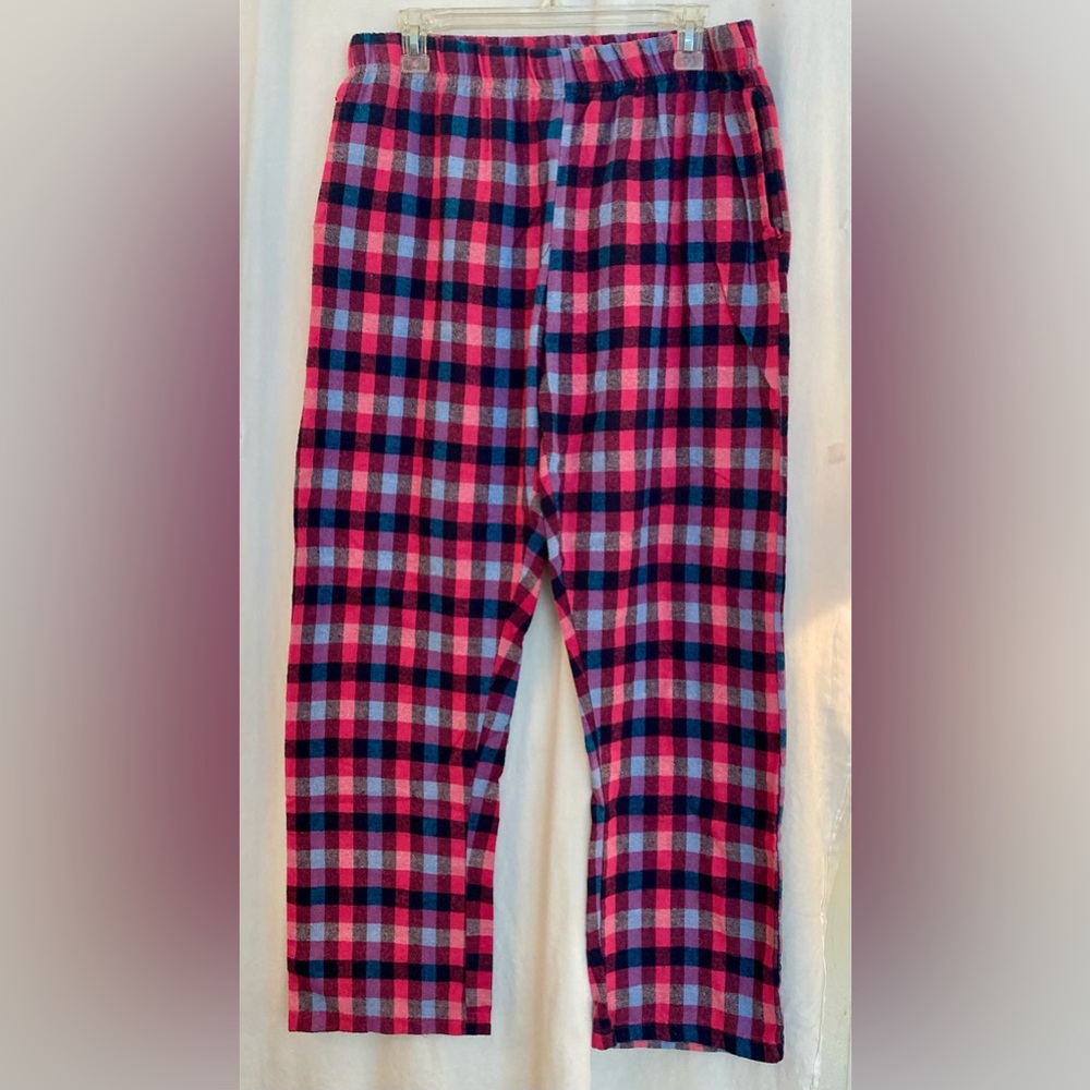 Bottoms Out Gal Vibrant Plaid Elastic Waist Comfy Pajama Pants Size XL